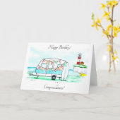Caravan & Bunting Birthday Card Karte (Gelbe Blume)