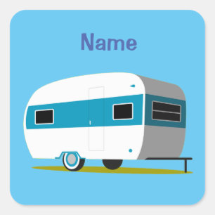 Caravan Camper RV Thunder_Cove Quadratischer Aufkleber