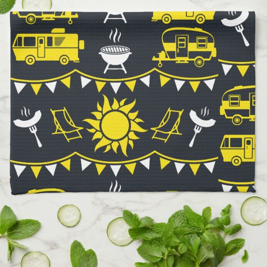 Caravan Camping Deco Geschirrtuch (Gefaltet)