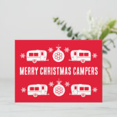 Caravan Happy Christmas Camping Feiertagskarte (Stehend Vorderseite)