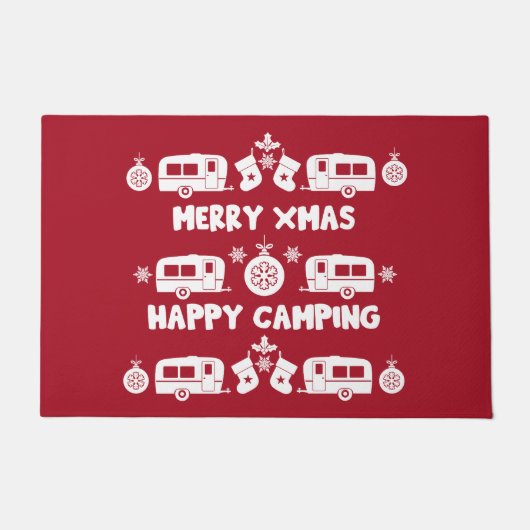 Caravan Happy Christmas Camping Fußmatte (Vorderseite)