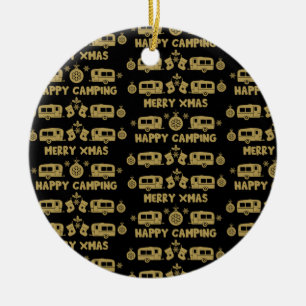 Caravan Happy Christmas Camping Keramik Ornament