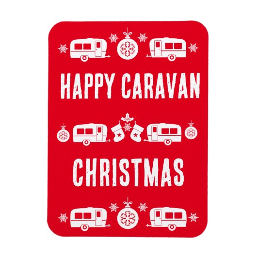 Caravan Happy Christmas Camping Magnet (Vertikal)