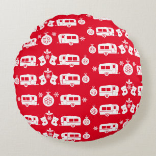 Caravan Happy Christmas Camping Rundes Kissen