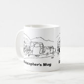 Caravan und Greenhouse gezogen von einem Auto Kaffeetasse (Vorderseite Links)
