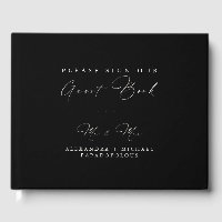 Carbon Black Elegant Minimal Wedding Gästebuch