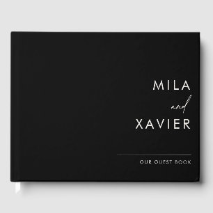 Carbon Black Modernes Minimal Wedding Guestbook Gästebuch