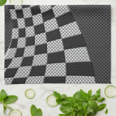 Carbon Fiber like Racing Flag Wave Print Geschirrtuch (Gefaltet)