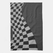 Carbon Fiber like Racing Flag Wave Print Geschirrtuch (Vertikal)