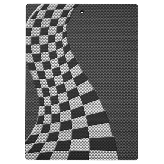 Carbon Fiber like Racing Flag Wave Print Klemmbrett (Rückseite)