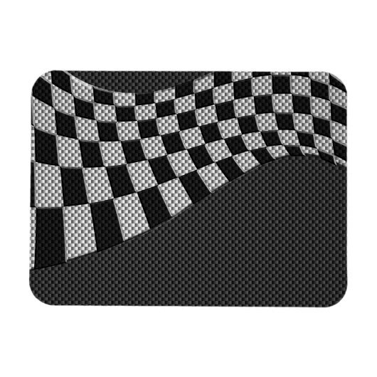 Carbon Fiber like Racing Flag Wave Print Magnet (Horizontal)