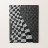 Carbon Fiber like Racing Flag Wave Print Puzzle (Vertikal)
