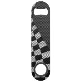 Carbon Fiber like Racing Flag Wave Print Speed Flaschenöffner (Rückseite)
