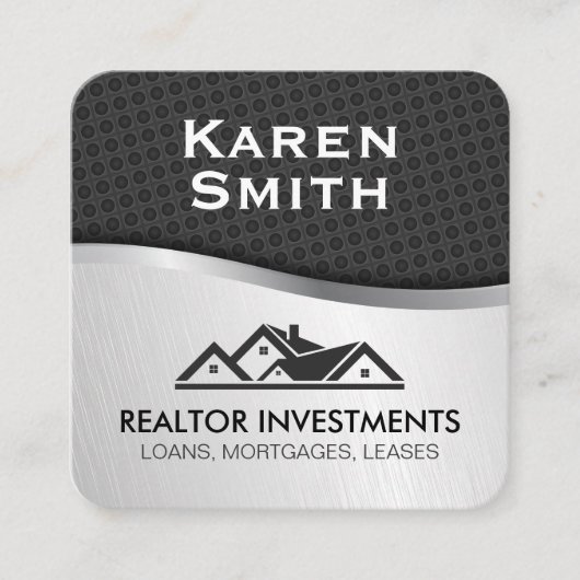 Carbon Fiber Metallic aus echtem Anwesen Agent Quadratische Visitenkarte (Vorderseite)