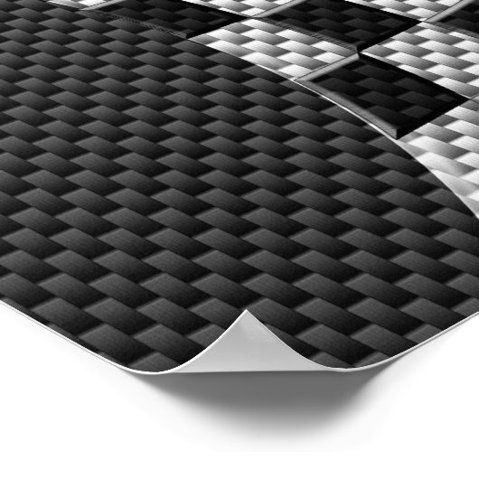 Carbon Fiber Racing Flag Wave Print Poster (Ecke)