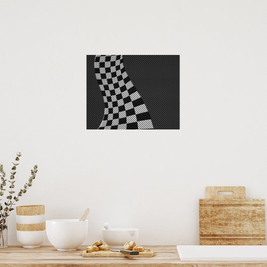 Carbon Fiber Racing Flag Wave Print Poster (Küche)