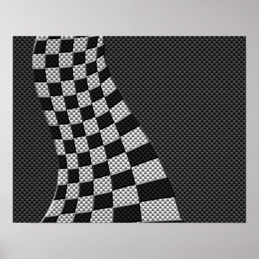 Carbon Fiber Racing Flag Wave Print Poster (Vorne)
