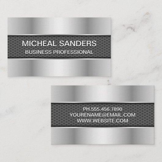 Carbon Fibre Black | Metallische Visitenkarte (Vorne/Hinten)