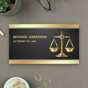 Carbon Fibre Gold Justice Scale Anwalt Visitenkarte