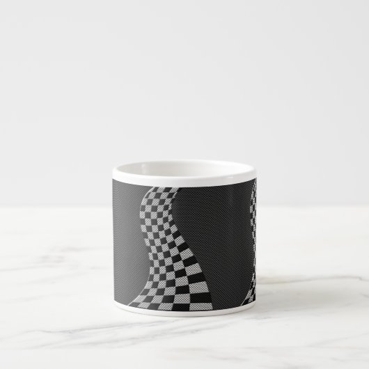 Carbon Fibre like Racing Flag Wave Print Espressotasse (Vorderseite)