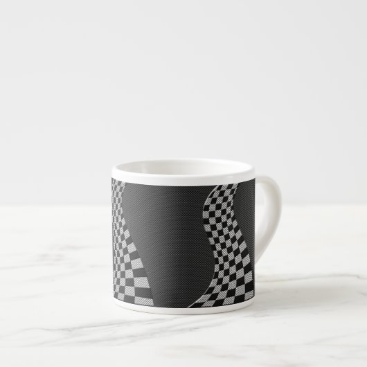 Carbon Fibre like Racing Flag Wave Print Espressotasse (Vorderseite Rechts)