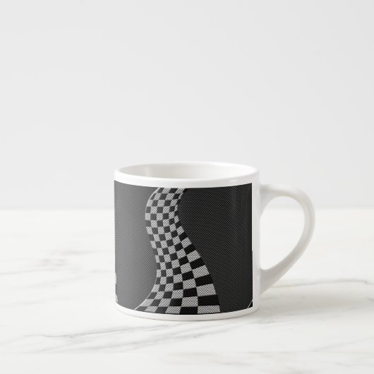 Carbon Fibre like Racing Flag Wave Print Espressotasse (Rechts)