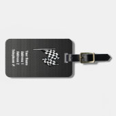 Carbon Fibre-Look Checked Flag Gepäckanhänger (Vorderseite horizontal)