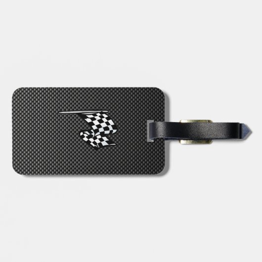 Carbon Fibre-Look Checked Flag Gepäckanhänger (Rückseite horizontal)