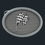Carbon Fibre-Look Checked Flag Ovale Gürtelschnalle<br><div class="desc">Sie werden diese coole schwarze Kohlefaser Schachbrettflagge "Auto Racing" nascar Renndesign Liebe. Gut für Geschenke! Erhältlich als T-Shirts, Smartphone-Gehäuse, Mousepads, Schlüsselanhänger, Poster, Karten, elektronische Cover, Laptop / Notebook-Ärmel, Kappen, Tasse und mehr! Besuchen Sie unsere Website für ein individuelles Geschenk Gehäuse für Samsung Galaxy S3, iphone 5, HTC vivid / Raider...</div>