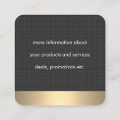 Carbon Fibre Print / Gold Lux Quadratische Visitenkarte (Rückseite)