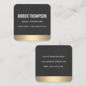 Carbon Fibre Print / Gold Lux Quadratische Visitenkarte (Vorne/Hinten)