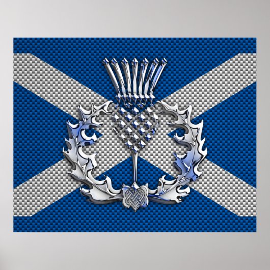 Carbon Fibre Print Scotland Flag Poster (Vorne)