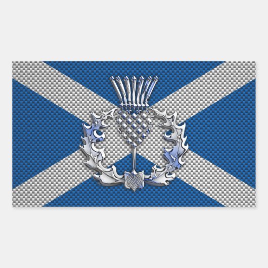 Carbon Fibre Print Scotland Flag Rechteckiger Aufkleber (Vorderseite)