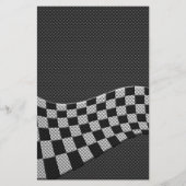 Carbon Fibre Racing Flag Schachbretts Wave Print Briefpapier (Vorderseite)
