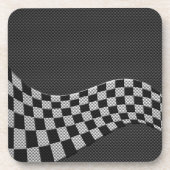 Carbon Fibre Racing Flag Schachbretts Wave Print Getränkeuntersetzer (Vorderseite)