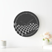 Carbon Fibre Racing Flag Schachbretts Wave Print Große Wanduhr (Zuhause)