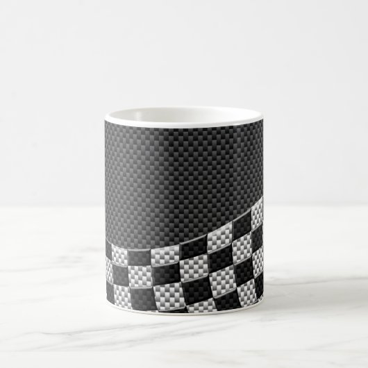 Carbon Fibre Racing Flag Schachbretts Wave Print Kaffeetasse (Mittel)
