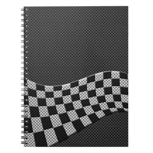 Carbon Fibre Racing Flag Schachbretts Wave Print Notizblock (Vorderseite)