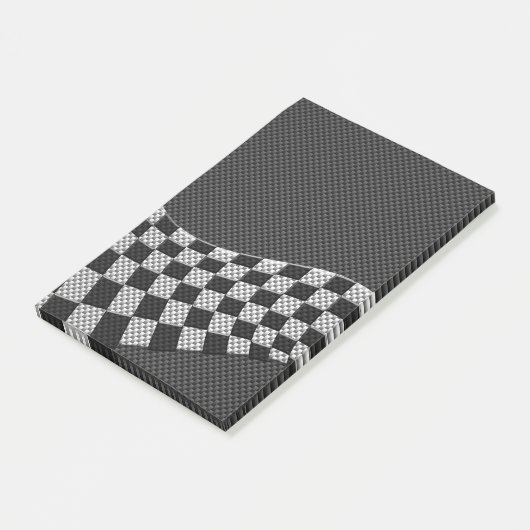 Carbon Fibre Racing Flag Schachbretts Wave Print Post-it Klebezettel (angewinkelt)