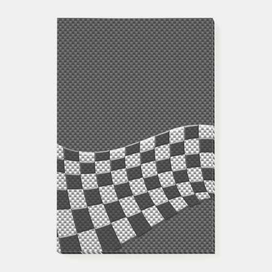 Carbon Fibre Racing Flag Schachbretts Wave Print Post-it Klebezettel (Vorderseite)