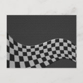 Carbon Fibre Racing Flag Schachbretts Wave Print Postkarte (Vorderseite)