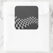 Carbon Fibre Racing Flag Schachbretts Wave Print Quadratischer Aufkleber (Tasche)