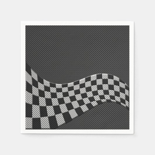 Carbon Fibre Racing Flag Schachbretts Wave Print Serviette (Vorderseite)
