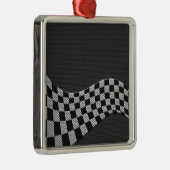 Carbon Fibre Racing Flag Schachbretts Wave Print Silbernes Ornament (Rechts)