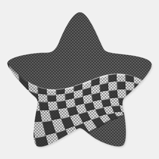 Carbon Fibre Racing Flag Schachbretts Wave Print Stern-Aufkleber (Vorderseite)