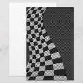 Carbon Fibre Racing Flag Wave Print Briefpapier (Vorne/Hinten)