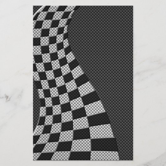Carbon Fibre Racing Flag Wave Print Briefpapier (Vorderseite)