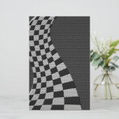 Carbon Fibre Racing Flag Wave Print Briefpapier (Stehend Vorderseite)