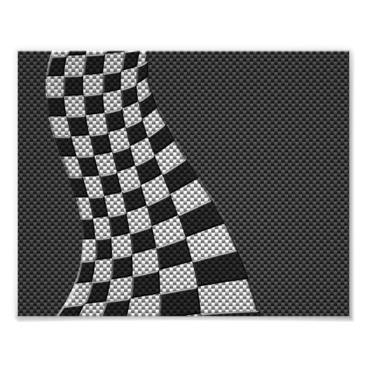 Carbon Fibre Racing Flag Wave Print Fotodruck (Vorne)