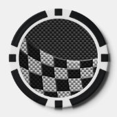 Carbon Fibre Racing Flag Wave Print Pokerchips (Vorderseite)